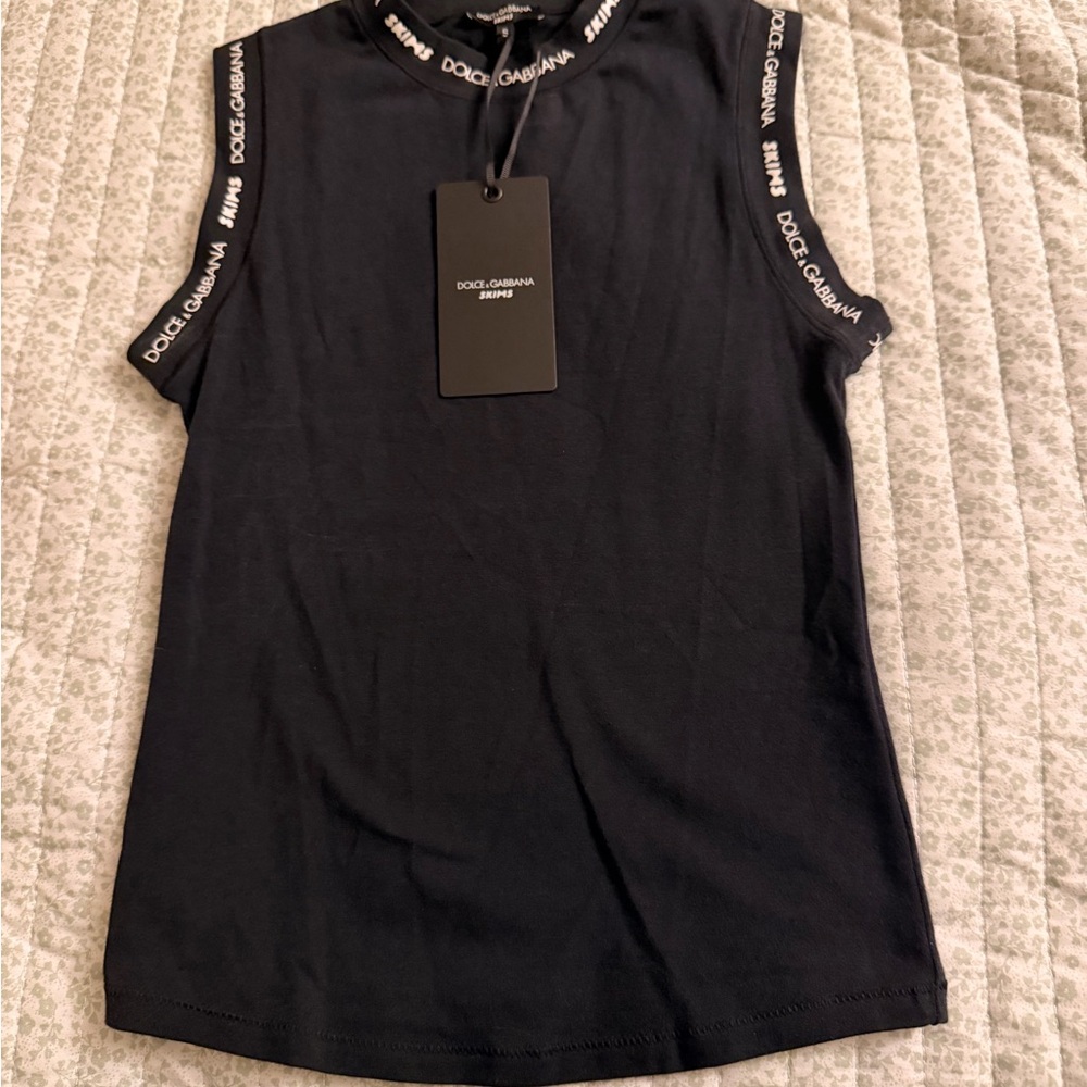 Skims x Dolce & Gabbana Black Top with Logo Detailing